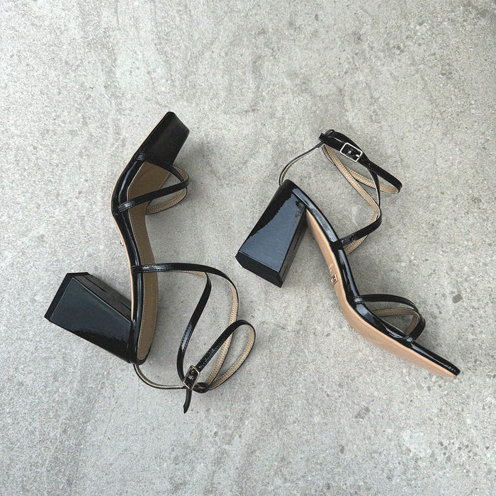 ADAGIO - black patent strappy sandals