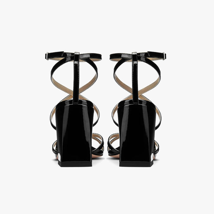 ADAGIO - black patent strappy sandals