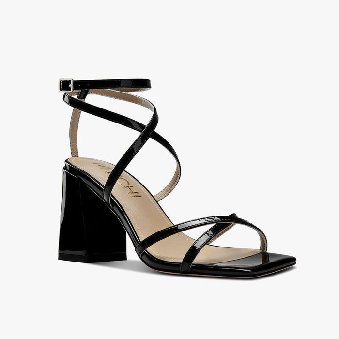 ADAGIO - black patent strappy sandals