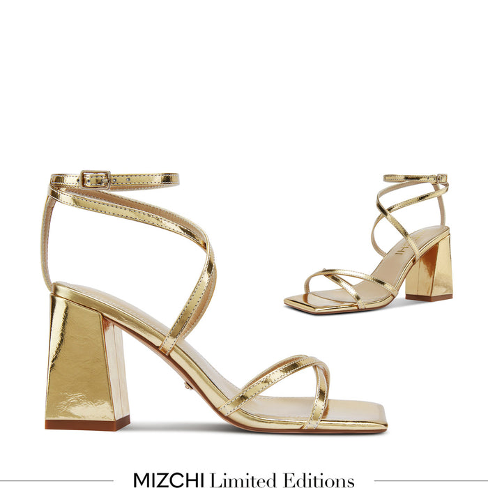 ADAGIO - gold foil strappy sandals