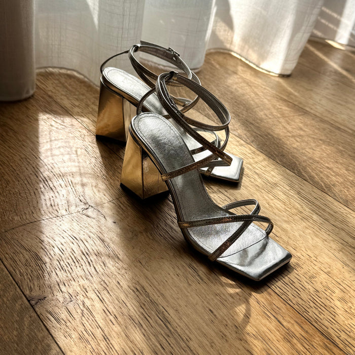 ADAGIO - silver patent strappy sandal