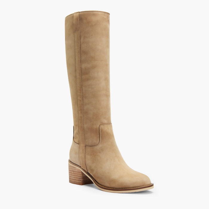 AIJA - Beige Nubuck Knee High Boots