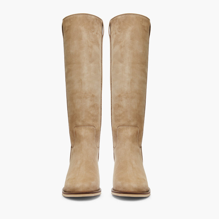 AIJA - Beige Nubuck Knee High Boots