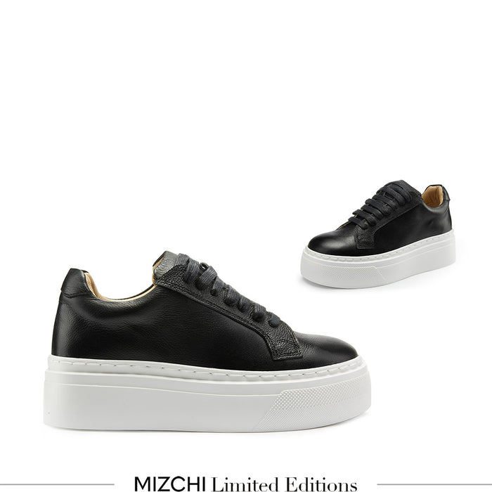 AILANI BLACK - platform leather sneaker