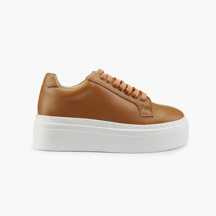 AILANI BROWN - platform leather sneaker
