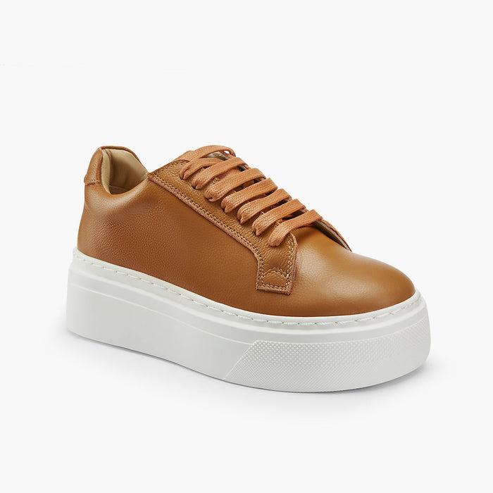 AILANI BROWN - platform leather sneaker
