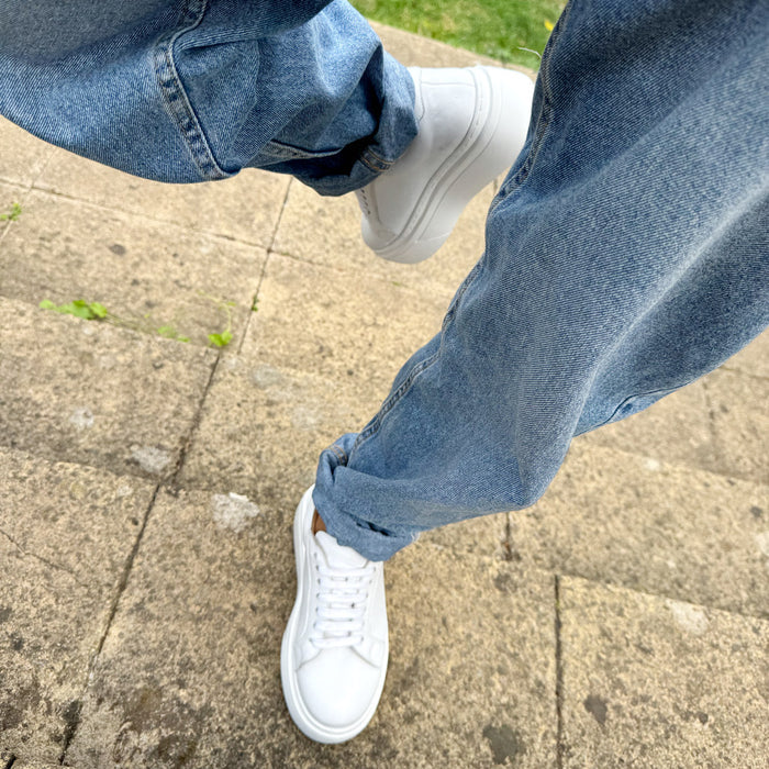 AILANI WHITE - platform leather sneaker