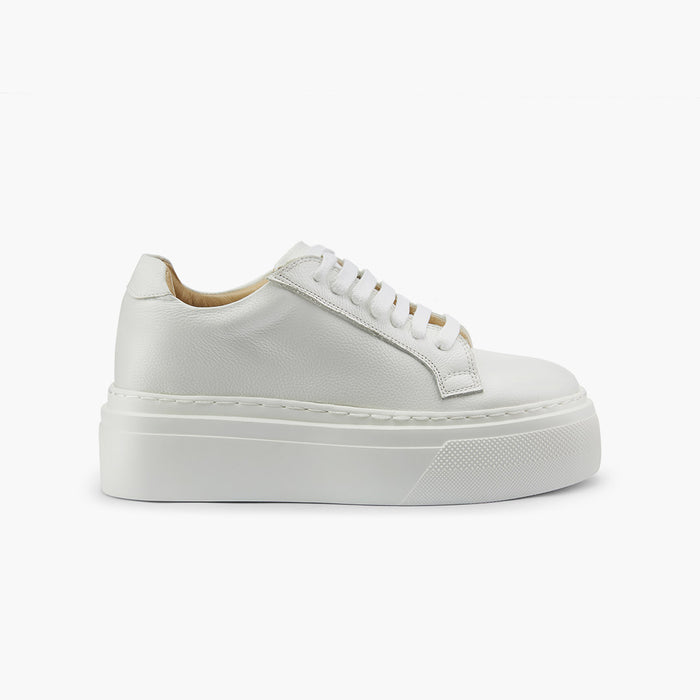 AILANI WHITE - platform leather sneaker