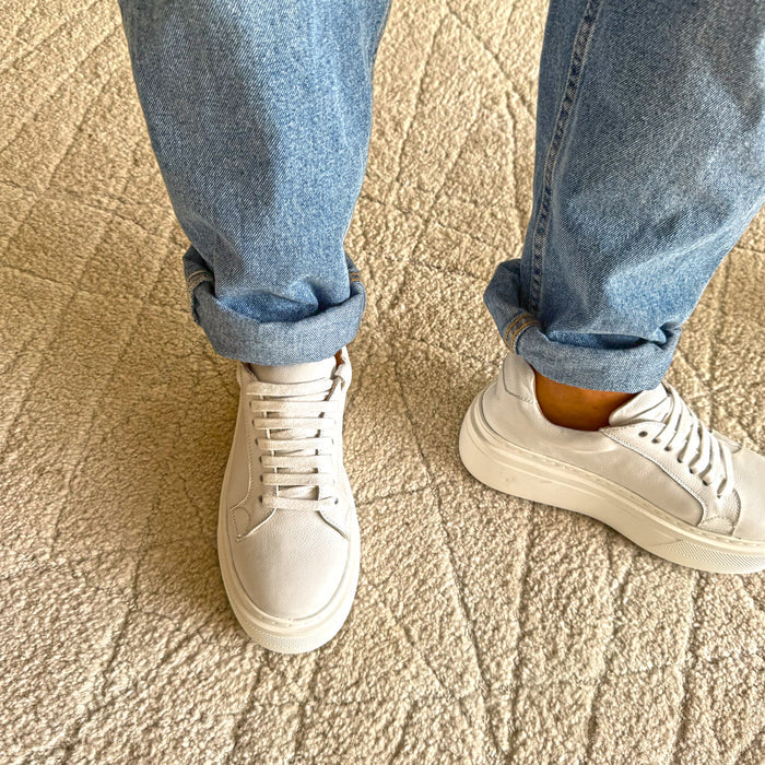 AILANI WHITE - platform leather sneaker