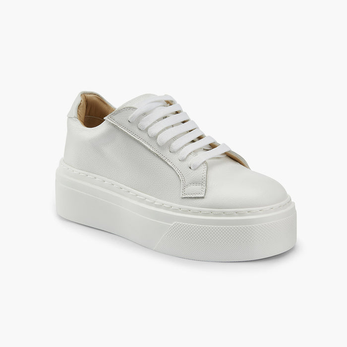AILANI WHITE - platform leather sneaker
