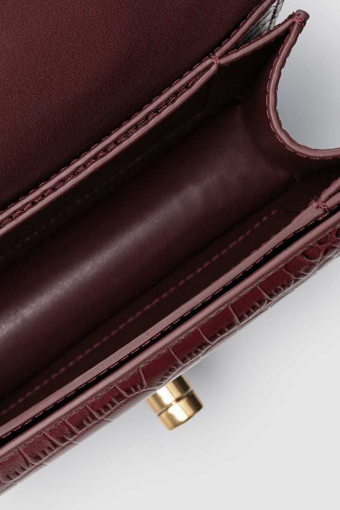 alba bag croco in burgundy by buttonscarves interior