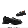ALCOR BLACK - flatform leather brogue