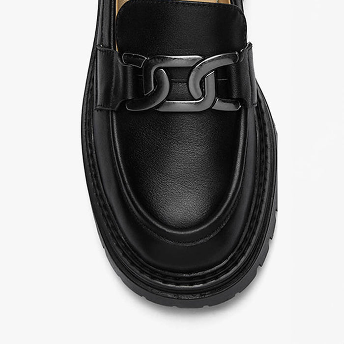 ALCOR BLACK - flatform leather brogue