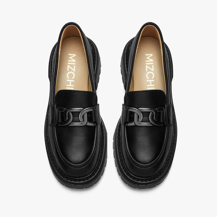 ALCOR BLACK - flatform leather brogue