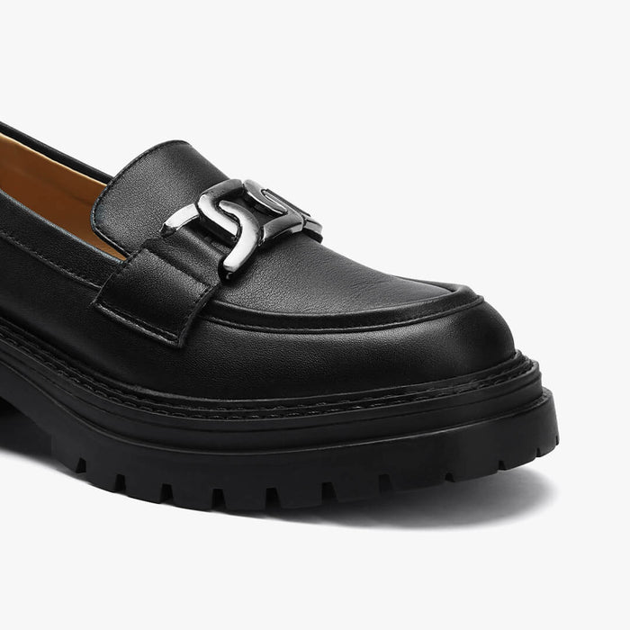 ALCOR BLACK - flatform leather brogue