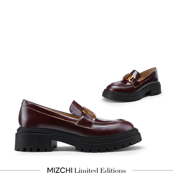 ALCOR BROWN - flatform leather brogue