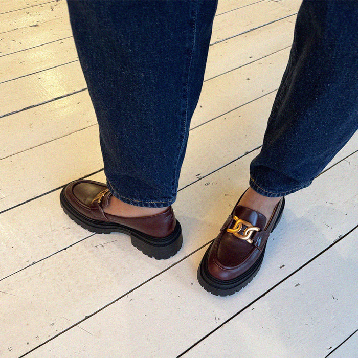 ALCOR BROWN - flatform leather brogue