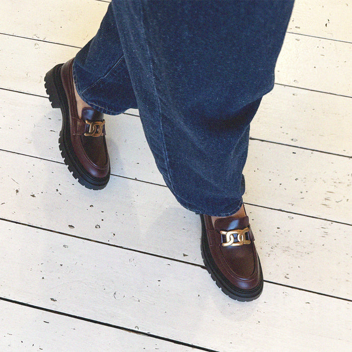 ALCOR BROWN - flatform leather brogue
