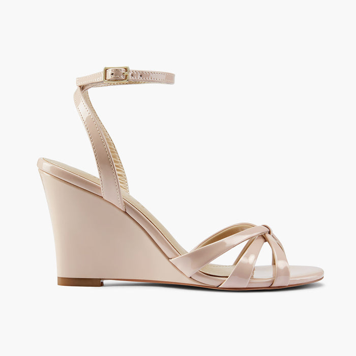 AMELIA BEIGE PATENT - wedge heel sandals