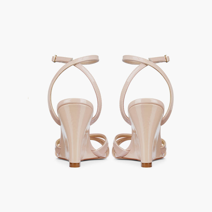 AMELIA BEIGE PATENT - wedge heel sandals