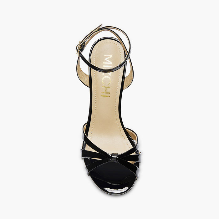 AMELIA BLACK PATENT - wedge heel sandals