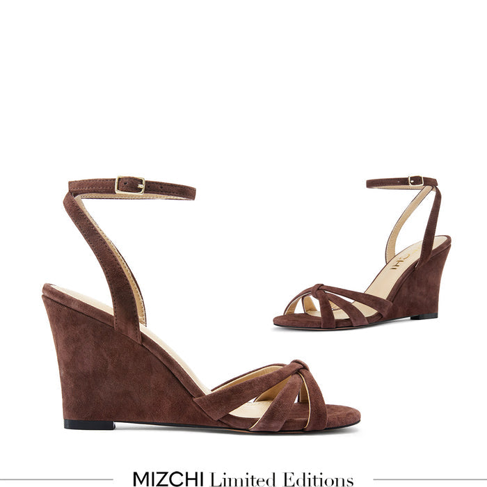 AMELIA BROWN SUEDE - wedge heel sandals