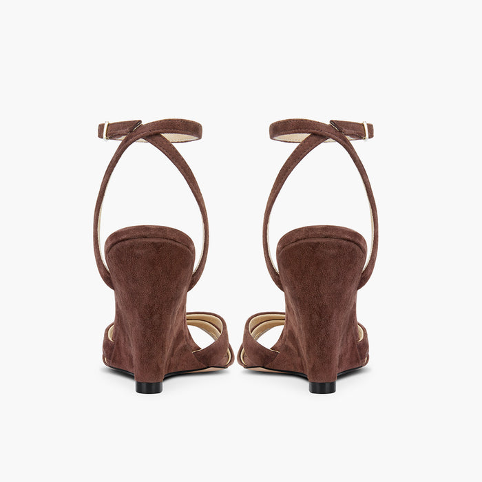 AMELIA BROWN SUEDE - wedge heel sandals