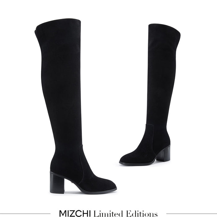 AMOS - mid heel suede knee boots