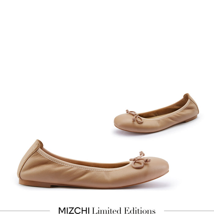 ANAIS - beige soft leather ballet pump