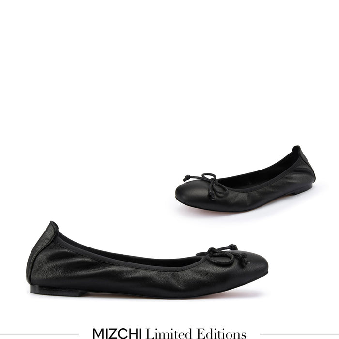 ANAIS - black soft leather ballet pump
