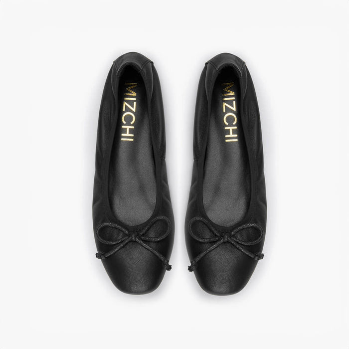 ANAIS - black soft leather ballet pump