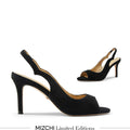 ANGELIKA BLACK SUEDE - open toe slingback