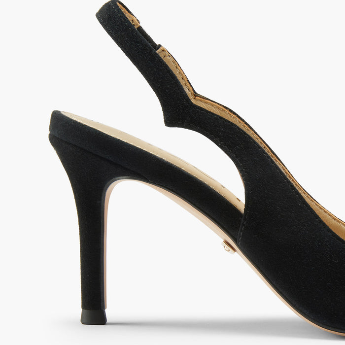 ANGELIKA BLACK SUEDE - open toe slingback