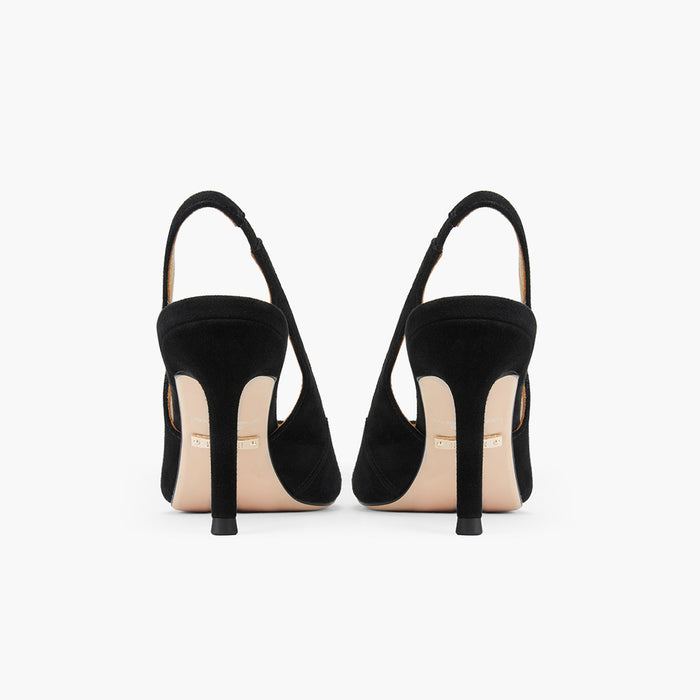ANGELIKA BLACK SUEDE - open toe slingback