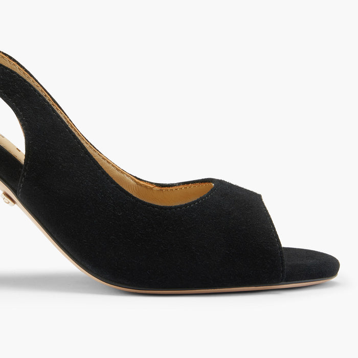 ANGELIKA BLACK SUEDE - open toe slingback