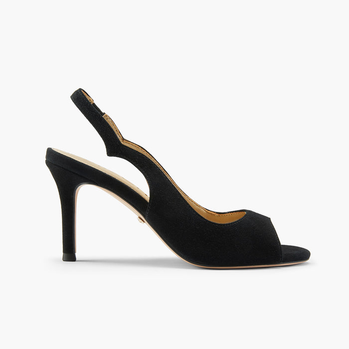ANGELIKA BLACK SUEDE - open toe slingback