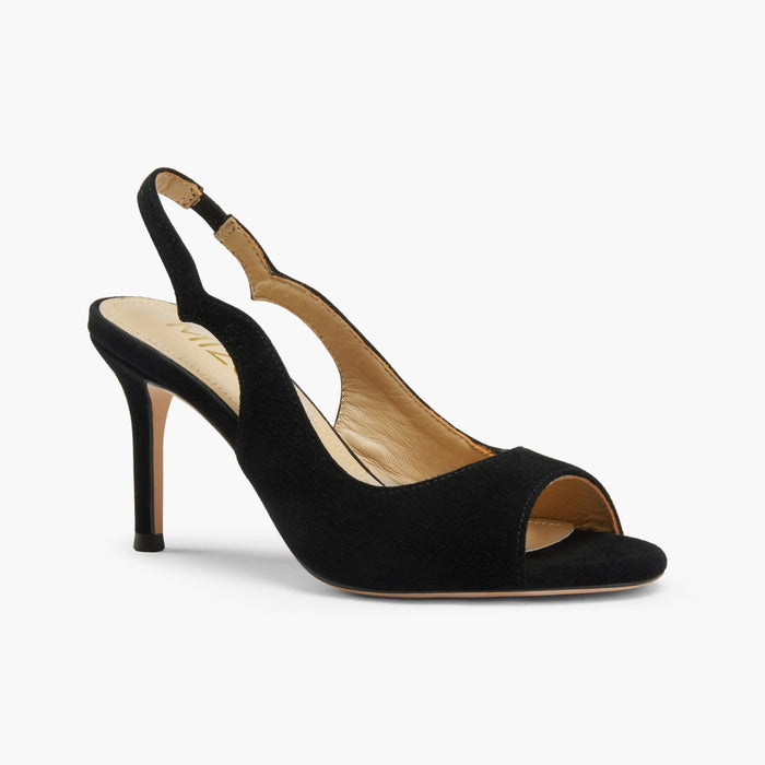 ANGELIKA BLACK SUEDE - open toe slingback