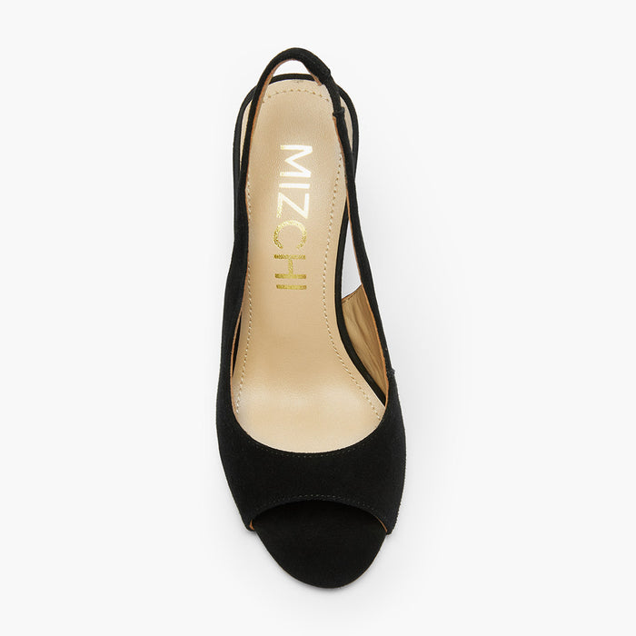 ANGELIKA BLACK SUEDE - open toe slingback