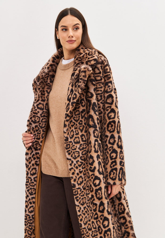 Animal print Long Winter Coat - Cesare Gaspari - Clothes
