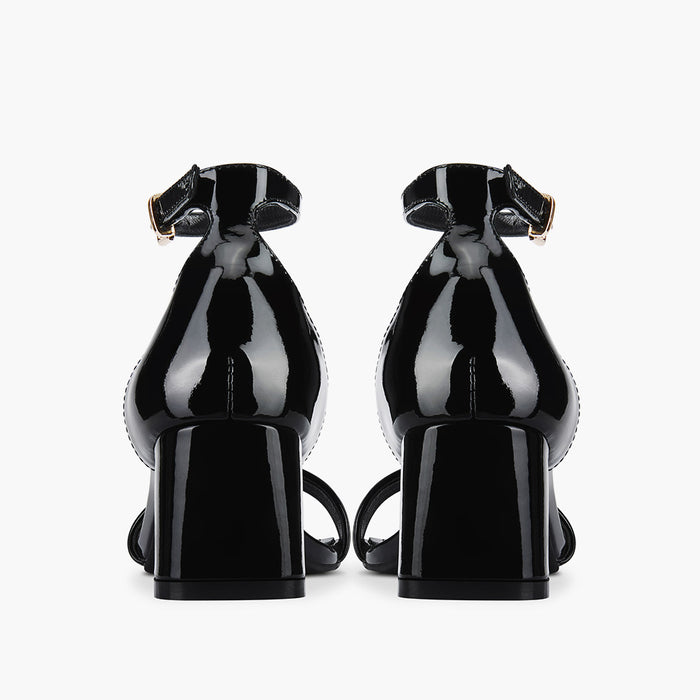 Antonella Black - Patent Leather Sandals
