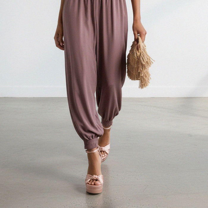 Aurielle Beige - Satin Platform Sandals