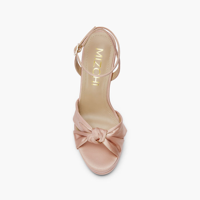 Aurielle Beige - Satin Platform Sandals