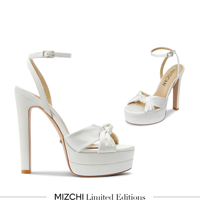 Aurielle Ivory - Satin Platform Sandals