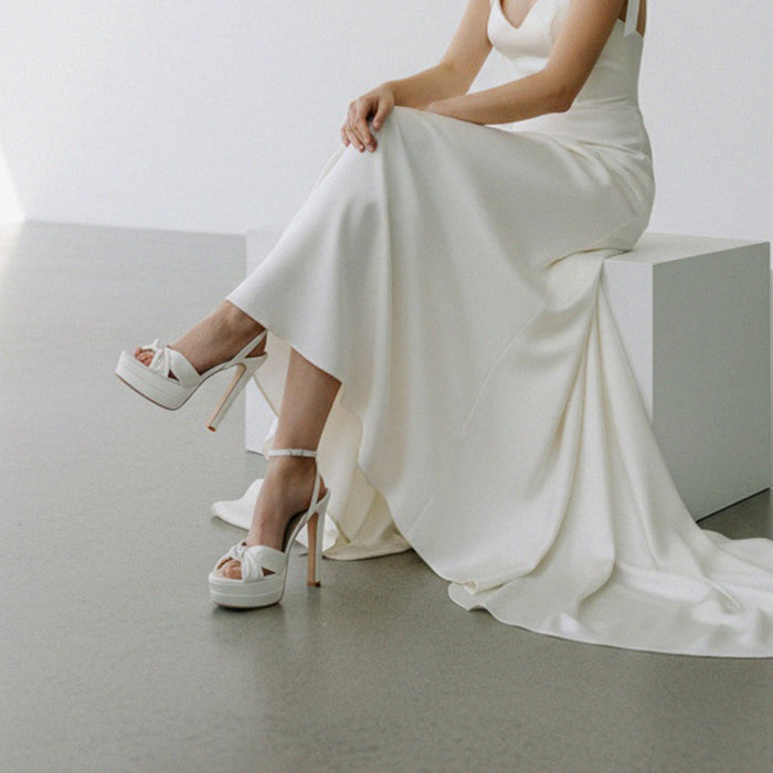 Aurielle Ivory - Satin Platform Sandals