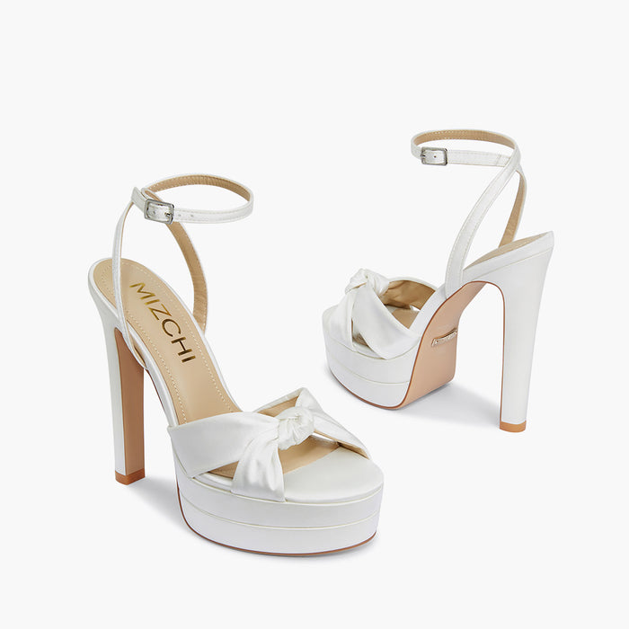 Aurielle Ivory - Satin Platform Sandals