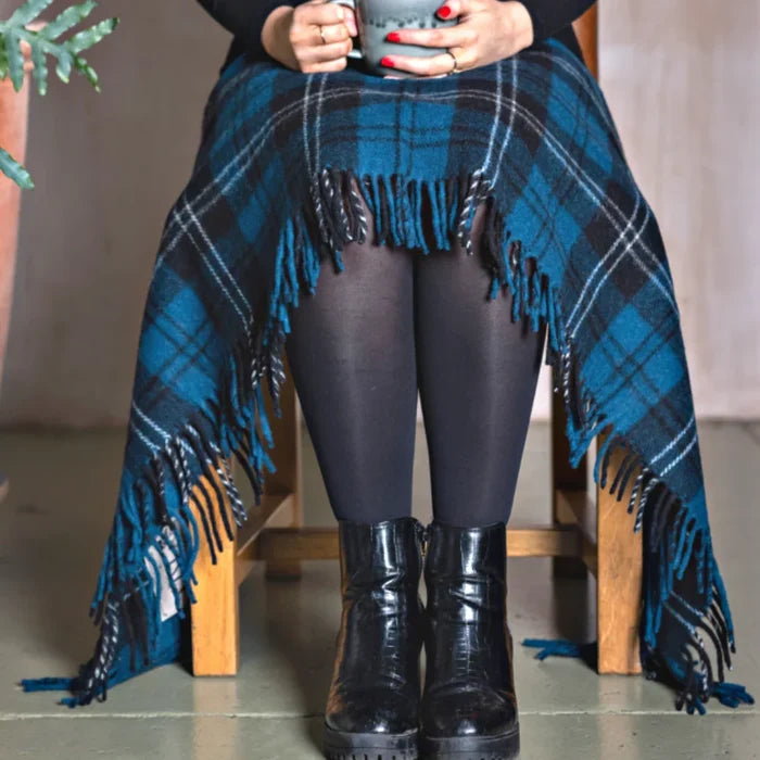 Balmoral Wool Knee Blanket/Throw Ramsay Blue Tartan