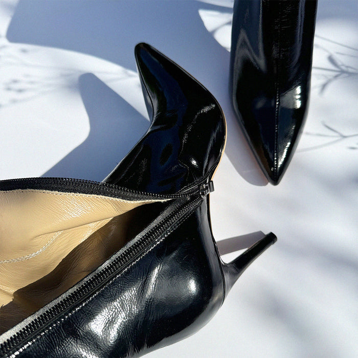 BARGA - black patent ankle boots
