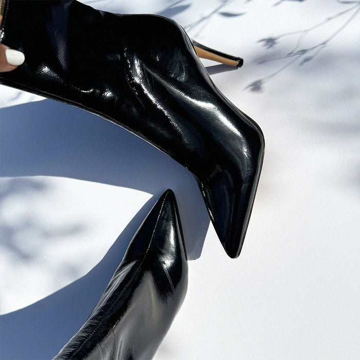 BARGA - black patent ankle boots