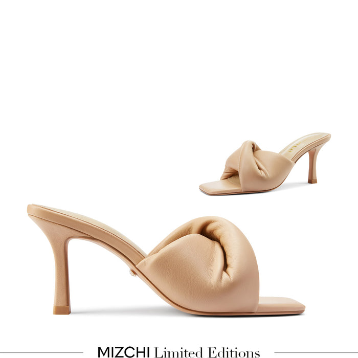 BASTINA PUFFY Beige - Leather Mules