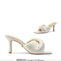 BASTINA PUFFY ivory - Leather Mules